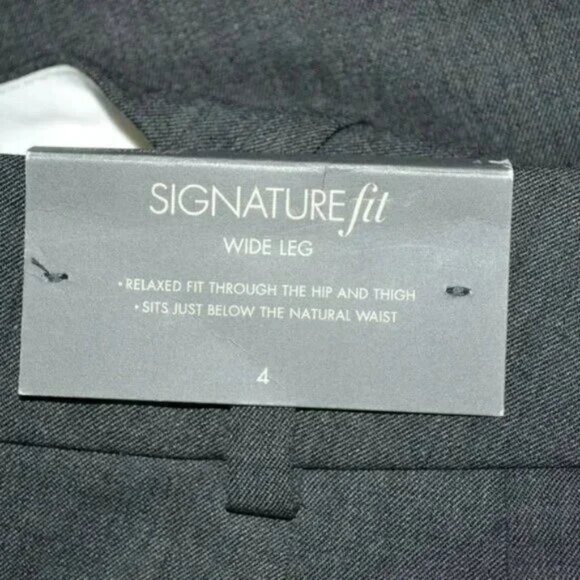NWT Ann Taylor Heathered Twill Gray Wide Leg Flare Minimalist Work Dress Pants 4 - Picture 7 of 7